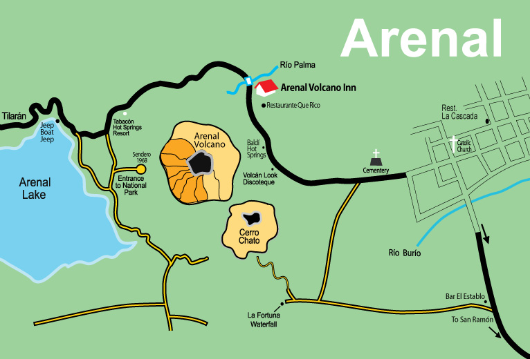 Arenal Costa Rica map