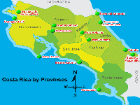 Costa Rica by Provinces Map